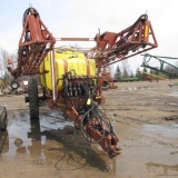 134'  H & S SUSPENDED BOOM PULL TYPE SPRAYER, 1000 gal, hyd. pump, 200 gal rinse tank, hyd. fold