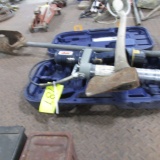 12V. LINCOLN GREASE GUN (no charger or life); POST HOLE AUGER; SINGLE BLADE AXE