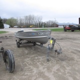 1976 14' ALUMNA CRAFT FISHING BOAT, 4 H.P. Evinrude, trailer, ph. 689-0642