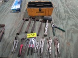 4-BALL PEEN HAMMERS;    MALLET; 5 -VISE GRIPS;  COMBINATION WRENCHES; EMPTY TOOLBOX