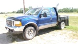 1998 FORD F-250 EXT. CAB DIESEL 4WD  w / 7' RUGBY FLATBED, 7.3,  auto., side al. tool boxes,