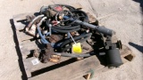 PALLET OF HYD. MOTORS, FLOW DIVIDERS, HOSE, 12V FUEL PUMP