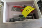 SCREW DRIVER w/ reversible bits, SIDE CUTTER, ORGANIZER w/ picks, twissors,  brushes, sissors