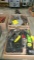 CRIMPER, POP RIVETER, TAPES,IMPACT DRIVER, BOX OF FILES, BOX CUTTERS, 100' TAPE