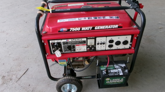 ALL POWER 7500 WATT ELEC. START GAS GENERATOR, 120 / 240, runs ok