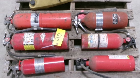 6-FIRE EXTINGUISHERS, most need charge