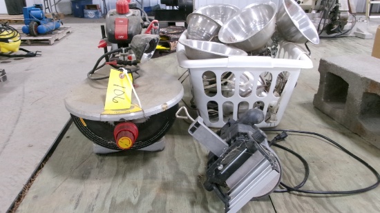 CRAFTSMAN VARIABLE SPEED JIG SAW, PERFORMA 6" DISC SANDER, & 8 CLAMP ON LAMPS