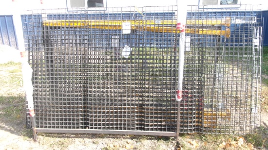 APPROX. 10-6' & 8' X 4' FENCE PANELS  w /  storage stand