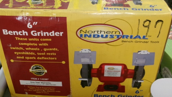 NORTHERN INDUSTRIAL 6" UNUSED BENCH GRINDER