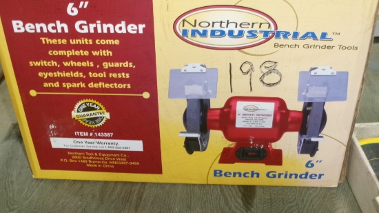 NORTHERN INDUSTRIAL 6" UNUSED BENCH GRINDER