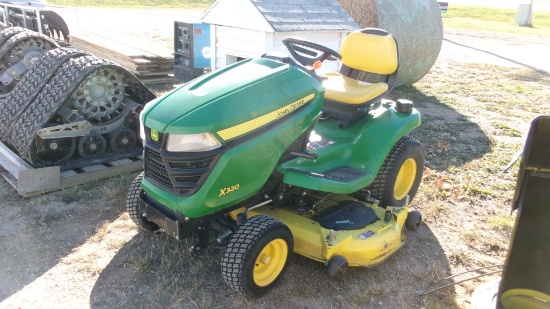 JOHN DEERE X320 GAS RIDER w/ 54" MOWER, Kawasaki, hydro, 225 hrs., serviced @ J.D.. annually,