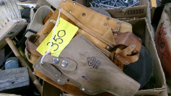 TOOL BELT & HOLSTER, BOSTITCH ROUND HEAD STICK NAILS, 1 1/2" STAPLES, CEMENT ANCHORS, EYE