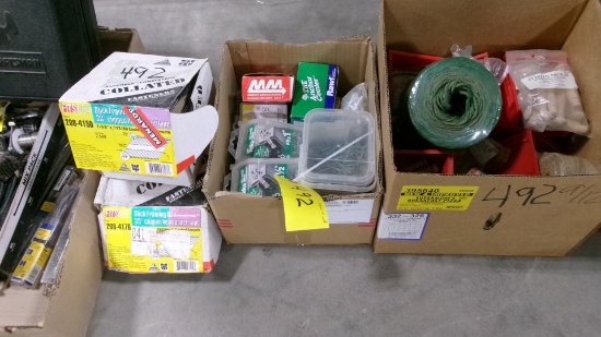 BOXES  OF MISC. SCREWS, STICK FRAMING NAILS, WOOD KNOB HEADS, SHAKER PEGS, & BUTTONS