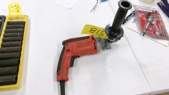 1/2" MILWAUKEE VARIABLE SPEED CORDED DRILL & UNUSED RIGHT ANGLE ATTACHMENT