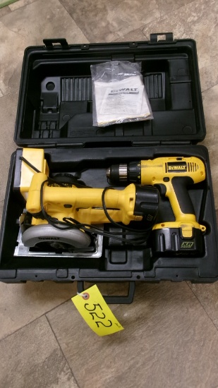 3/8" DEWALT VARIABLE SPEED 18 VOLT CORDLESS DRILL & SAW, 2 batteries & charger ok
