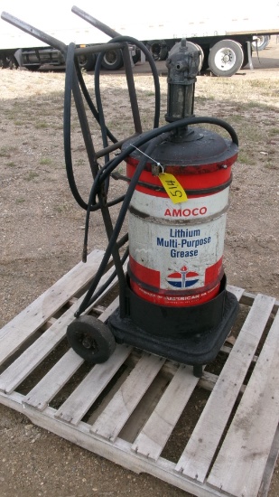 30 GALLON AIR GREASER,  almost full barrel of grease
