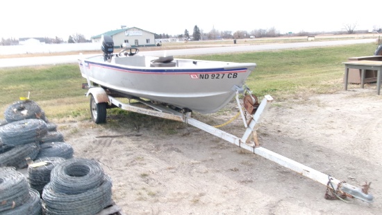 1976 16' ALUMNA CRAFT ALUMINUM BOAT w/ 25 H.P. MERCURY OUTBOARD ( fresh rebuild), SHORE LANDER