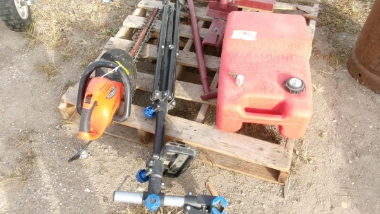 MARINE GAS TANK, HEDGE TRIMMER, & TRIPOD CLAMPER