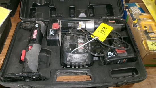 1/2" CRAFTSMAN 19.2 VARIABLE SPD. REVERSIBLE CORDLESS DRILL & RIGHT ANGLE DRILL