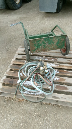 VICTOR  OXY-ACETYLENE TORCH SET,  cart, no heads