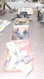 MITER SAW; 3 BOXES TOOLS: DRILL BIT KIT, LEATHER PUNCHER, NUT SPLITTER, SNAP RING PLIERS +