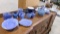 ASSORTMENT OF BLUE STONEWARE DISHES