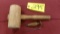 WOOD MALLET, LEATHER NEEDLE & LEATHER AWL PUNCH