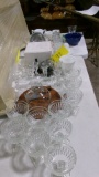 MISC. PIECES: CREAM & SUGARS, CANDLE HOLDERS, DESSERT CUPS, SERVERS, & MISC. GLASS WARE