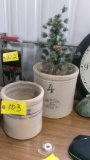 4 GALLON CROCK-WESTERN POTTERY DENVER, 2 GAL CROCKS & TREE DECORATION