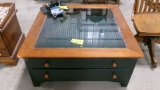 GREEN WOODEN DISPLAY COFFEE TABLE