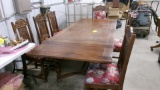 DINING ROOM TABLE w/ 6 chairs (1- cap.) , END LEAVES & matching SIDEBOARD