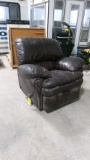 LEATHER RECLINER & FREE STANDING LAMP
