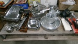 4 SLICE TOASTER, WAFFLE IRON, CAKE TINS, THERMOMETER, MEASURING CUP SET, DONUT MAKER, COFFEE CUPS