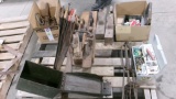 AMMO  BOX, 2 BOXES RUBBLE, 5-OLD WOOD PLANES, OLD WRENCH, 6 HAND SAWS, MONKEY WRENCH, PULLEYS +