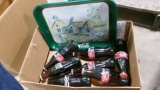 7-SMALL COCA COLA BOTTLES (full)  & TRAY