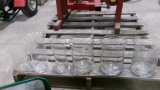 7-GLASS VASES, 3-GLASS  FISH, 2-LANTERNS, GRATERS, CUPS, ASST. FLATWARE
