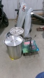 1-LARGE & 1-SMALL TURKEY FRYER, LARGE DUTCH OVEN PAN, 3 -OVER SIZED CAMP CHAIRS & GRILL