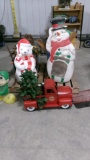 RED SANTA CLAUS DELIVERY TRUCK,  OUTDOOR LIGHTED SNOWMAN & POLAR BEAR
