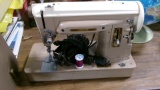 SINGER TABLE TOP SEWING MACHINE, cond. unknown, suitcase, & brief case, SLAB OF UNUSED CANDLE WAX