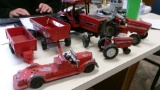 TOYS:  IHC 5088 TRACTOR, damaged), 2- OTHER IHC TRACTORS, ERTL FLARE BOX, TANDEM AXLE TRAILER,  +