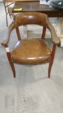 ROUND BACK LEATHER ARM CHAIR