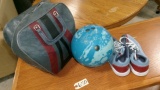 AMFLITE 15# BOWLING BALL & PAIR OF DEXTER SLIDE RITE WOMANS SIZE 9 BOWLING SHOES