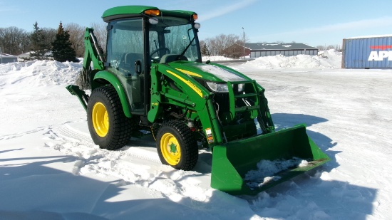 2014 JOHN DEERE 3033R MFWD w / H-160 J. D. LOADER( 60")  & 375A BACK HOE (18"), 3 range hydro