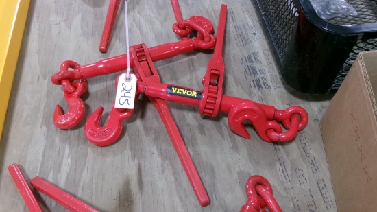 2- 3 /8" / 1/2" UNUSED RACHET CHAIN BINDERS, WLL 9,200 LBS., MBS 33,000 LBS, sales tax
