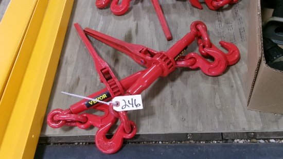 2- 3 /8" / 1/2" UNUSED RACHET CHAIN BINDERS, WLL 9,200 LBS., MBS 33,000 LBS, sales tax