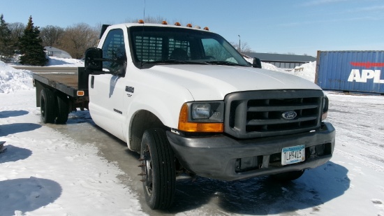 1999 FORD F-550 2WD DUALLY  FLAT BED TRUCK, 7.3  diesel, auto, 14' Knapheide bed,