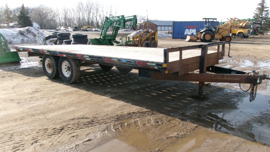 102" X 20' TANDEM AXLE BUMPER HITCH FLATBED TRAILER, 8 bolt, 2 5/16" ball, ph. Ross @ 843-5203