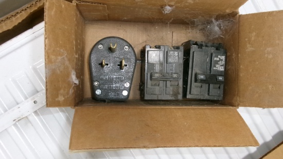 NEW 100 AMP. 20 SPACE ELECTRICAL BOX & MISC. USED BRAKERS