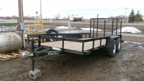 78" x 16' BIG TEX TANDEM AXLE CAR TRAILER, 3,500# axles, full width ramp, side rails,  new floor