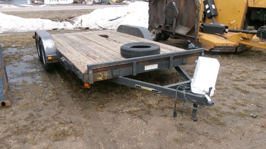2007 16' x 84" CAR TRAILER, 2' dove tail, 5 bolt 3500 # axles,  storable ramps, new floor,